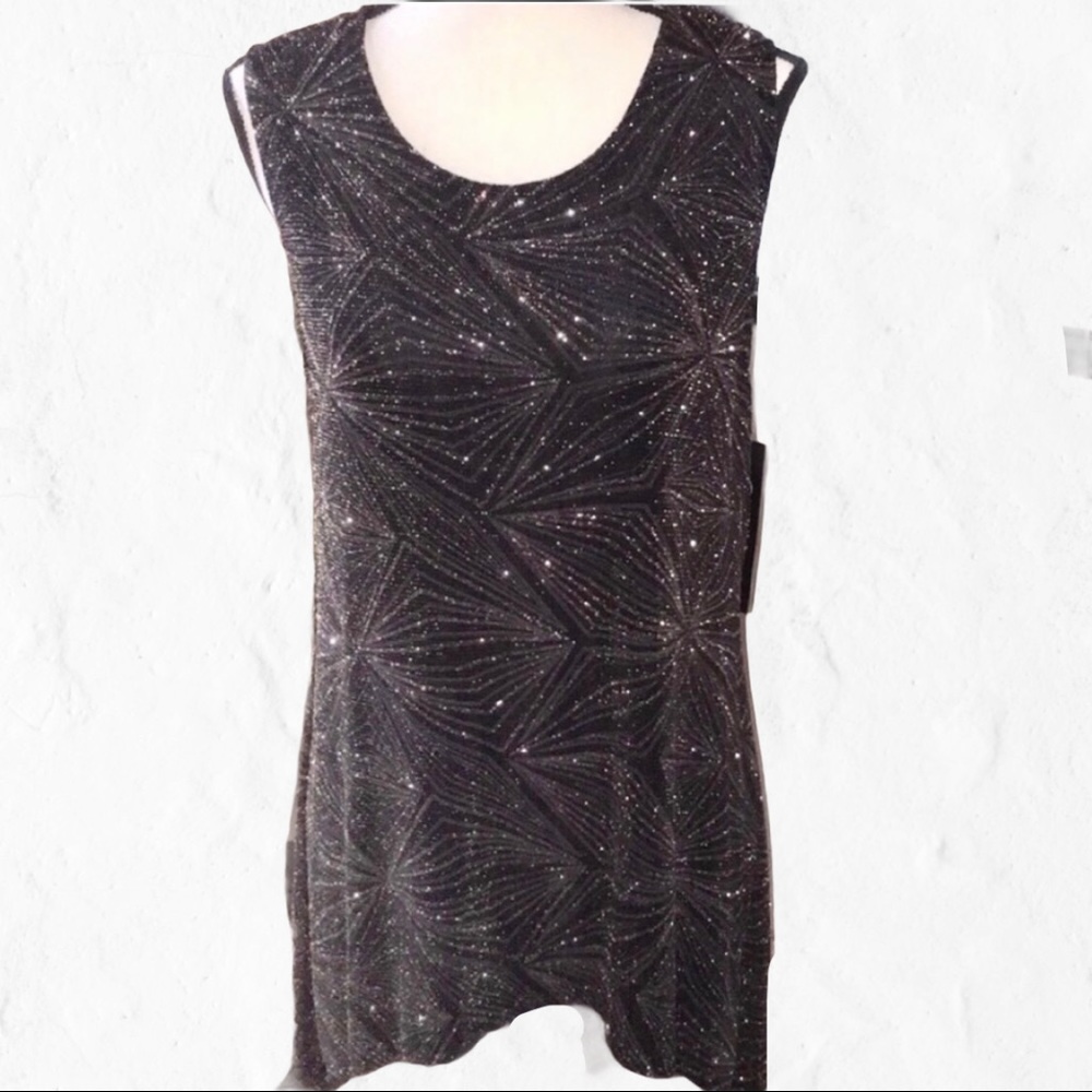 Metallic Thread Shark Bite Hem Top